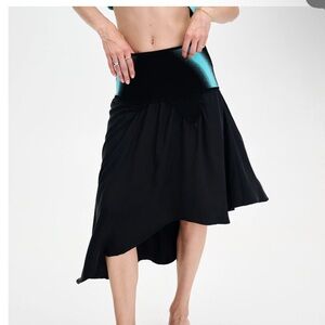PH5 Medusa mixed media Black and Teal Asymmetrical Skirt
